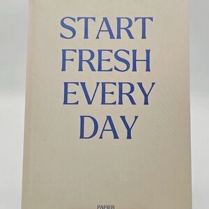 Start Fresh Every Day Cream Hardcover Notebook with Blue Text